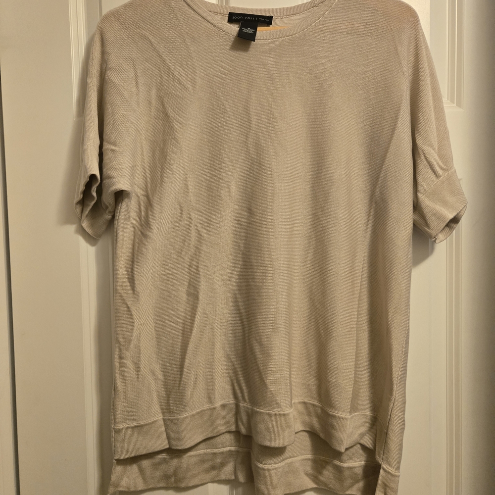 Joan Vass Cream Short Sleeve Sweater Tee